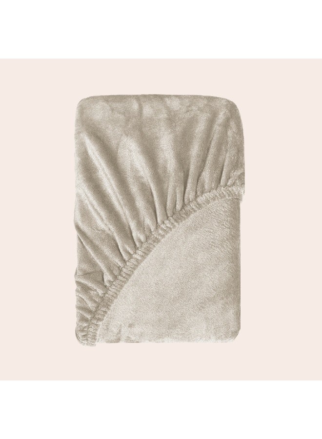 Morano Viva Luxury Velvet Fitted Sheet – Standard (120x200x25cm) – Ultra-Soft 100% Microfiber Bedding with All-Around Elastic & Easy-Fit Side Labels – Breathable & Wrinkle-Resistant (Cafe) - Image 3